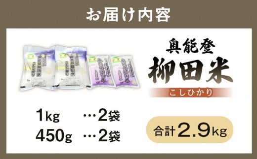 【復興支援】【令和6年度産】奥能登柳田米F （1kg×2、450g×2）合計2.9kg