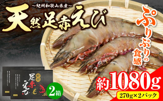 紀州和歌山産天然足赤えび 540g×2箱(270g×4パック) 化粧箱入 魚鶴商店《11月上旬-2月末頃出荷》和歌山県 日高町 足赤えび えび エビ