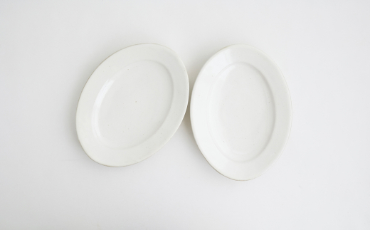 アワビウェア オーバルMペアセット Awabi ware】 オーバル皿M ペアセット (白磁×2) 《決済から3