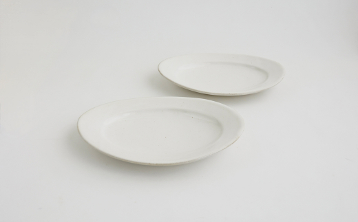 アワビウェア　オーバルMペアセット Awabi ware】 オーバル皿M ペアセット （白磁×2） 《決済から3