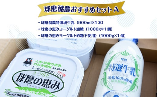 【父の日用】ヨーグル党総選挙　ム党の部　第2位受賞！球磨酪農おすすめセットA(瓶牛乳&ヨーグルト加糖・砂糖不使用)