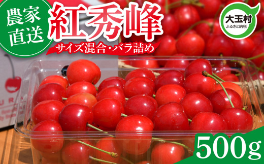 さくらんぼ 紅秀峰 500g 令和7年分 先行予約 バラ詰め サイズ混合（M/L/LL）