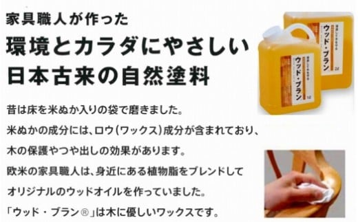 【木にやさしい】米ぬかワックス「ウッド・ブラン®」2リットルボトル 059003