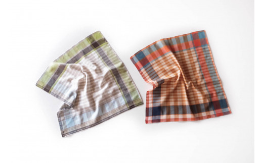 播州織ハンカチ　Handkerchief（09-24）　Multi Check ( River )