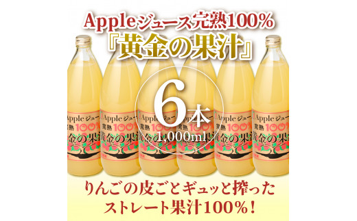 【2024年12月発送】青森県産完熟100％りんごジュース1L×6本