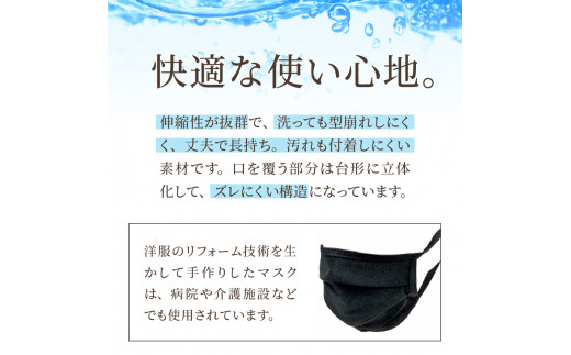 飛沫防止　布製マスク　黒3枚セット　Mサイズ