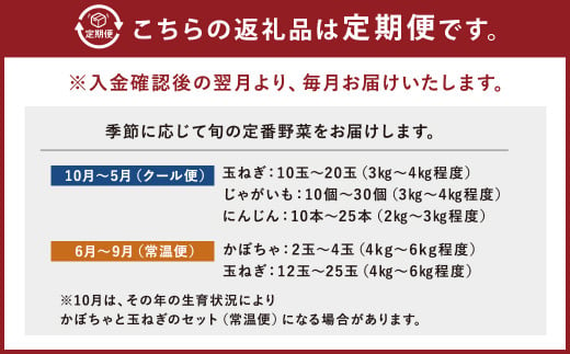 【定期便 6回コース】定番野菜セット定期便 どっさり！約10kg×6回コース