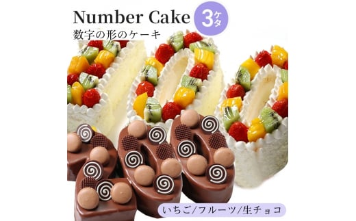 [№5258-7910]お誕生日・記念日など数字にまつわるお祝いに『ナンバーケーキ』 3ケタ いちごいっぱい