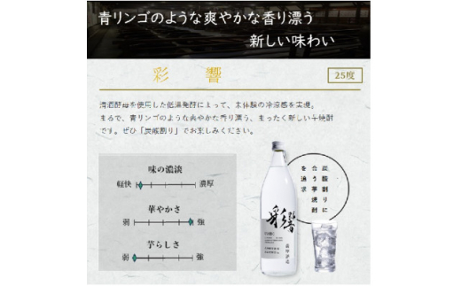 ＜本格焼酎＞こだわりの焼酎『枕崎』・炭酸割りに最適『彩響』＜720ml/900ml＞A5-5【1551080】