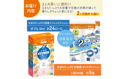 定期便 2ヵ月連続お届け エリエール [アソートK] なまらたっぷり 大容量 トイレットペーパー ティッシュ トイレ ボックスティッシュ 防災 常備品 備蓄品 消耗品 日用品 生活必需品 送料無料 赤平市