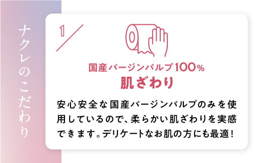 【2回配送/3ヶ月に1回定期便】 ナクレ トイレットペーパー ダブル 12ロール×８パック 96個 トイレット 日用品 消耗品 防災 パルプ 100％ 無香料 厚手 収納 備蓄 人気 東北 金ケ崎 金ヶ崎