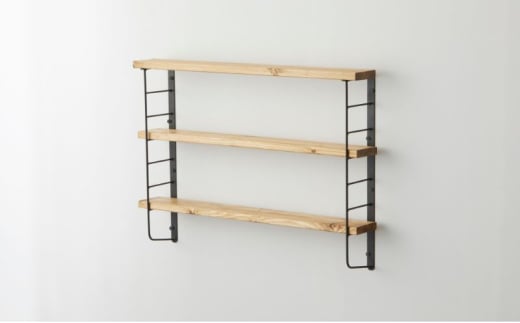 [№5258-7642]L型シェルフフレーム　ワンバイフォー棚板セット　白×無塗装