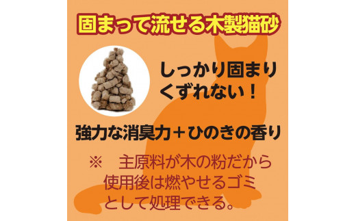 【６か月定期便】猫用 トイレ砂 木製 小粒 ひのきの香り 6L×6袋×6回 | 茨城県 常陸太田 天然素材 猫砂 猫 トイレ 砂 ねこ ネコ ペット 粒 ひのき 香り ヒノキ オガクズ おがくず 粉末 しっかり 固まる 掃除 簡単 木製 消臭 ペレット 消臭力 ニオイ 木 軽減 燃える ゴミ 簡単 燃えるごみ