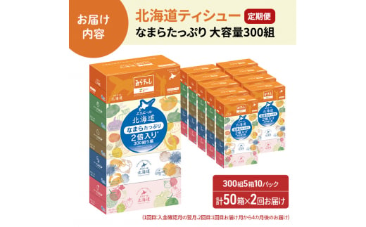 2回お届け 計100箱 エリエール 北海道 ティシュー なまらたっぷり 300組5箱 10パック 大容量 まとめ買い 防災 常備品 備蓄品 消耗品 日用品 生活必需品 送料無料 赤平市