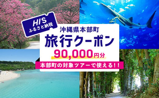 HISふるさと納税クーポン（沖縄県本部町）9万円分 観光 宿泊 宿泊券 トラベル 旅行 クーポン リゾート ホテル 旅館 ファミリー ペア ダイビング 沖縄 本部町 ビーチ やんばる オリオン ゴルフ 美ら海 水族館