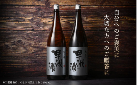 【早瀬浦】純米酒 1800ml × 2本(のし無し)【日本酒 地酒 福井 美浜 早瀬 フルーティ 男酒 硬水 ミネラル 希少 ご褒美 家飲み】[m16-b006]