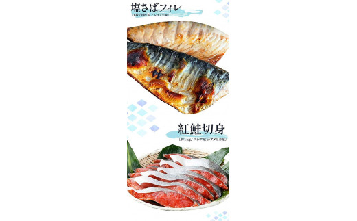 迷ったらコレ！！魚鶴商店の天然紅サケ1kg & 塩さばフィレ6枚セット