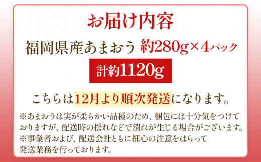 【12月より順次発送】あまおう 贅沢ないちご祭り グランデサイズ以上 約1120g（約280g×4パック） 苺 イチゴ いちご フルーツ 果物 ふるさと納税くだもの ブランド くだもの 福岡県産