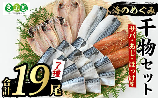 海のめぐみ干物セット(7種・合計19尾) 大容量 ひもの さば 鯖 サバ ほっけ あじ アジ 魚介 おかず おつまみ【グローバルフーズ】a-12-123-z