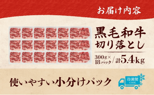 黒毛和牛 牛肉 切り落とし 5.4kg 300g×18パック 茨城県 結城市 東和食品 お肉 肉 牛肉 和牛 牛 切り落とし 薄切り ロース バラ 精肉 国産 国産牛 高級 すき焼き 牛丼 肉じゃが 焼肉 バーベキュー BBQ 冷凍 お取り寄せ グルメ 送料無料 [№5802-0946]