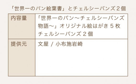 「世界一のパン絵葉書」とチェルシーバンズ2個 セット ［文屋・小布施岩崎］子供 孫 プレゼント  お祝い 誕生日 絵葉書 ハガキ はがき カナダの味 長野 信州 パン 菓子パン ［A-74］