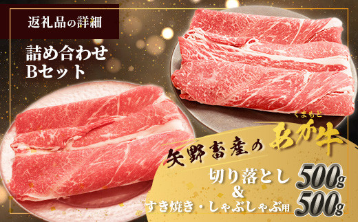 くまもとあか牛 詰合せBセット 《 切り落とし500g・すき焼きしゃぶしゃぶ用500g 》  計1kg  熊本県 ブランド牛 肉 ヘルシー 赤身 牛肉 105-0509