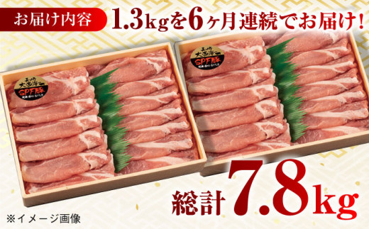 【月1回約1.3kg×6回定期便】大西海SPF豚 背ロース（しゃぶしゃぶ用）計7.8kg 長崎県/長崎県農協直販 [42ZZAA078] 肉 豚 ぶた ブタ ロース しゃぶしゃぶ 小分け 西海市 長崎 九州 定期便