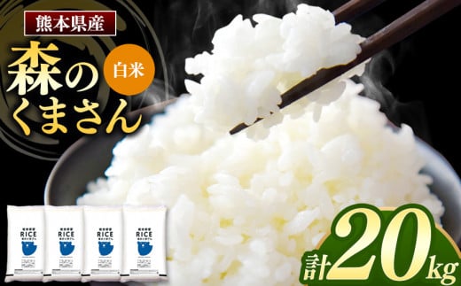 令和6年産 新米  熊本県産 森のくまさん 白米 20kg | 小分け 5kg × 4袋  熊本県産 こめ 米 白米 ごはん 銘柄米 ブランド米 単一米 人気 日本遺産 菊池川流域 こめ作り ごはん ふるさと納税 返礼品