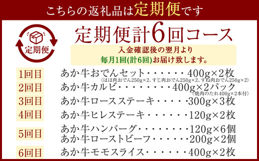 あか牛 月に一度の6ヶ月ご褒美お食事頒布会コース おでん ステーキ ハンバーグ ローストビーフ しゃぶしゃぶ コース 熊本県産