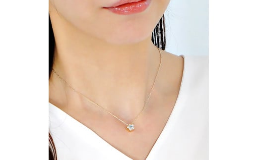 35-9-3 ネックレスK18YG ダイヤモンドブルーダイヤ0.26ct フラワーモチーフリバーシブルペンダント伏せ込み裏ダイヤ【f171-k18yg-2】　ALPAZ037