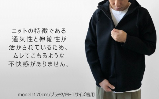 はっ水ニットパーカー ネイビー・M～L 新潟県 五泉市 高橋ニット株式会社