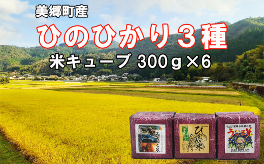 米 キューブ ひのひかり 3種 みさと米 ひむか米 うなま米 300g×6個 計1.8kg [宮崎県農業協同組合 八菜館ひゅうが店 宮崎県 美郷町 31ap0010] 宮崎県産 白米 精米 ヒノヒカリ 国産 九州産 数量限定 送料無料