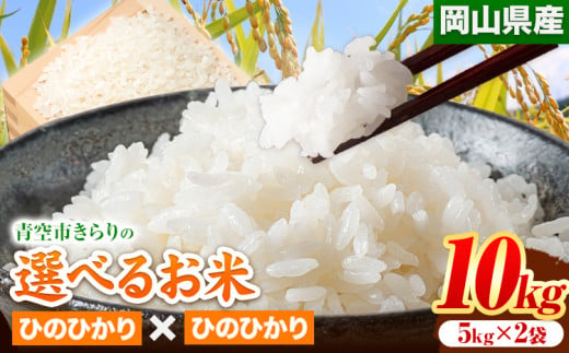 167. 令和6年産 青空市きらりの 選べるお米 10kg 岡山県産 食べ比べ ひのひかり×ひのひかり 青空市きらり《30日以内に出荷予定(土日祝除く)》岡山県 矢掛町 白米 精米 米 コメ