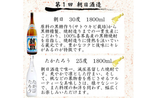 【頒布会(6)】【糖質・プリン体ゼロ】奄美黒糖焼酎 毎月1回（1800ml×2本）×3回お届け　A002-T06