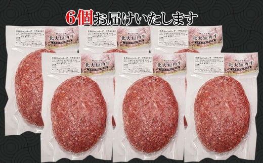 北海道産 北大 短角牛 ハンバーグ 計 1080g (180g×6枚) 日本短角牛 ハンバーグステーキ 牛肉 希少 北海道大学