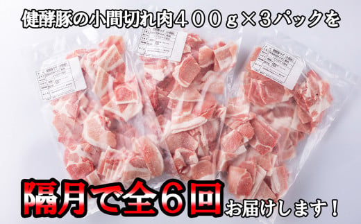 ＜定期便6回＞ 北海道産 健酵豚 小間切れ 計 1.2kg (全7.2kg) 定期便 豚肉 ブランドポーク 大容量 小分け こま切れ