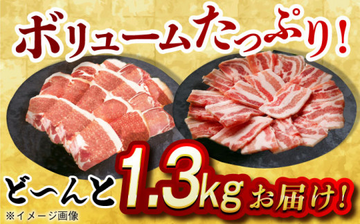 大西海SPF豚 背ロース＆バラ（焼肉用）計1.3kg（各650g）長崎県/長崎県農協直販 [42ZZAA104] 肉 豚 ぶた ブタ ロース バラ 豚バラ 焼肉 焼き肉 食べ比べ 西海市 長崎 九州