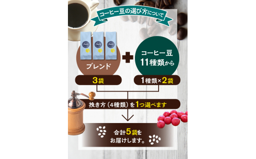 【中挽き】（ブレンド3+ブルンジ2）挽き立てコーヒー豆 750gセット / コーヒー豆 焙煎 コーヒー【hgo001-b-02】