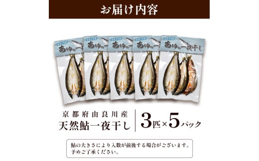 天然鮎 一夜干し 5パック（15匹） 【 由良川漁協 あゆ 鮎 アユ 魚 魚介 川魚 海鮮 一夜干し 鮎の一夜干し 干物 天然 熟成 綾部 京都 】