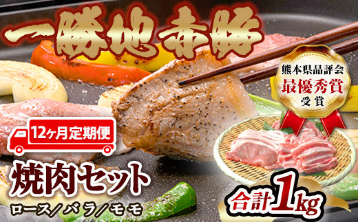 FKP9-461【12ヵ月定期】一勝地赤豚焼肉セット(1kg)