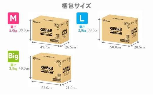 あんしんGenki！ふわもちタッチ パンツタイプ おむつ オムツ 紙おむつ BIGサイズ 3袋 赤ちゃん ベビー用品 御祝い お祝い 出産祝い 日用消耗品[№5812-7071]0666