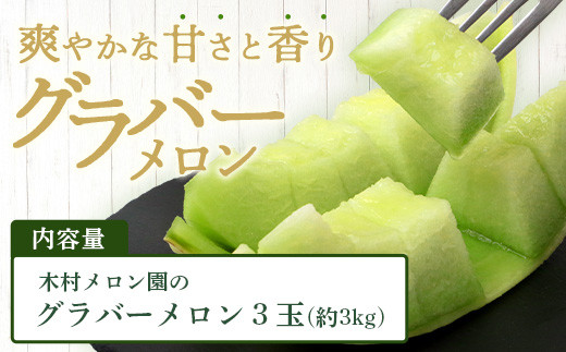 【 2025年4月中旬～発送開始 】 先行予約 グラバーメロン 3玉 【 熊本県 多良木町産 上品な味 高糖度 甘い メロン ぐらばー めろん 熊本メロン 】013-0557-2025