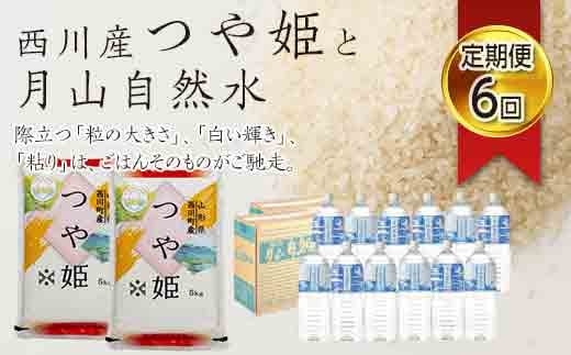 FYN9-265【定期便6回】山形県西川町産無洗米つや姫と月山自然水セット