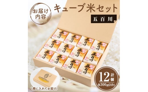 キューブ米 300g×12個（五百川）小分け お米 おこめ 米 コメ 白米 ご飯 ごはん おにぎり お弁当 ギフト【赤間農業開発株式会社】ta306