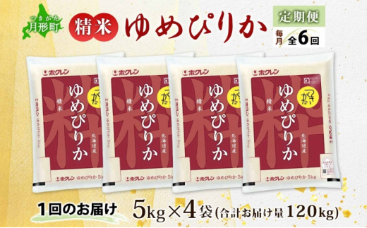 北海道 定期便 6ヵ月連続6回 令和6年産 ゆめぴりか 5kg×4袋 特A 精米 米 白米 ご飯 お米 ごはん 国産 ブランド米 肉料理 ギフト 常温 お取り寄せ 産地直送 送料無料 [№5783-0466]