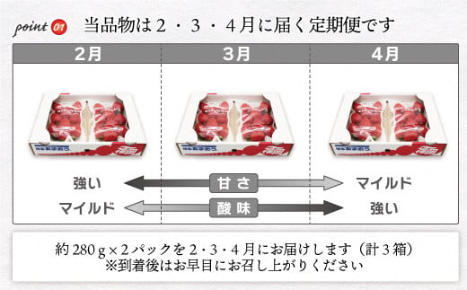 博多あまおう2パック3回定期便【2025年2～4月】約560g×3回[F5352]