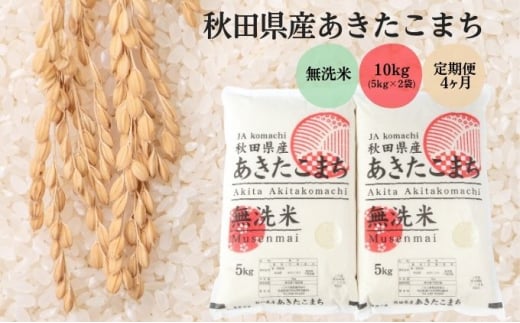 定期便4ヶ月 無洗米 秋田県産 あきたこまち 10kg (5kg×2袋)×4回 計40kg 令和6年産