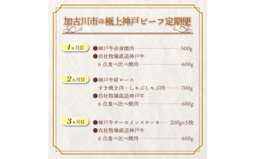 世界ブランド「神戸ビーフ」を堪能♪加古川市の極上神戸ビーフ定期便《 神戸牛 ふるさと納税 自社牧場直送 神戸牛 肉のヒライ 食べ比べ焼肉 焼肉用 すき焼き・しゃぶしゃぶ用 サーロインステーキ 焼肉 しゃぶしゃぶ ステーキ 食べ比べ 》【2430A00123】