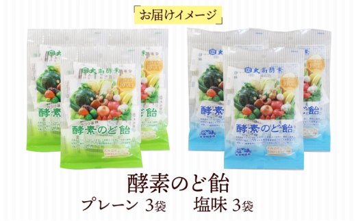 [№5525-1067]酵素のど飴 2種 各3袋 プレーン＆塩 飴 北海道産の砂糖 輪島塩使用 ミネラル豊富 北海道産 大高酵素飲料 北海道 伊達市