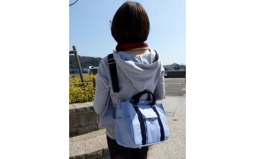 miniーKOGU A4　水色/紺　2WAY（手提げ・ショルダー）［尾道 帆布鞄 彩工房］【尾道 はんぷ バッグ トートバッグ かばん 特産品 シンプル ファッション 人気 おすすめ 広島県  尾道市】